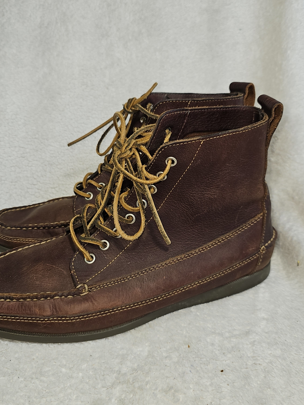 L.L. Bean Handsewn Moccasins, Ranger Moc Signature Leather Boots Men's 12 D. - Picture 2 of 16